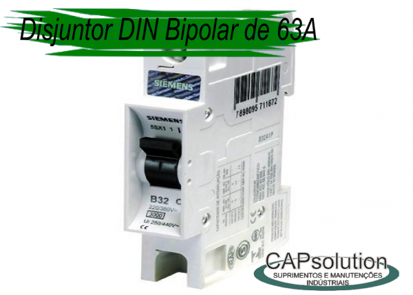 Disjuntor DIN Bipolar de 63A